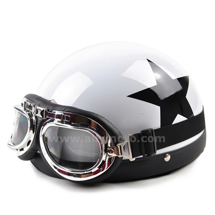 129 Helmet Cruiser Capacete Motocross Open Face Half Riding Goggles Visor@5